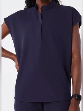 FIGS Women's Navy Rafaela Oversized Scrub Top